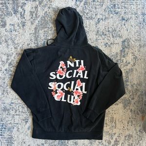 Anti Social Social Club ASSC Hoodie Kkoch Black Floral Butterflies Size Medium